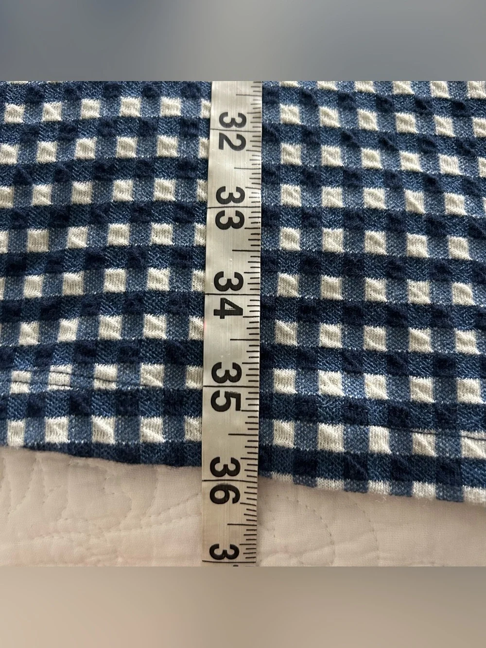 Sara Campbell Blue White Gingham Check Shift Dress Womens Size L Preppy Classic